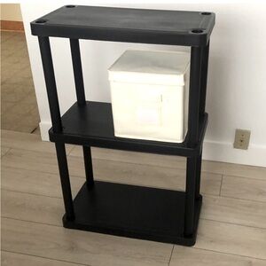 Black shelving unit